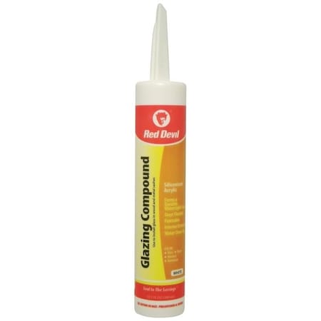 0 Glazing Compound, Paste, Mild Acrylic, White, 101 Oz Cartridge